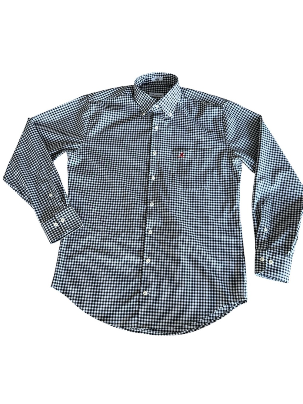Peter Millar Alabama Crimson Tide Gingham Button Down M Black White Old Money